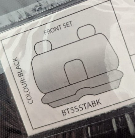 Polyester Canvas Seat Covers For Mazda Bt-50 Fronts 11/2006-10/2011 Black Single-Cab - Bench Seat