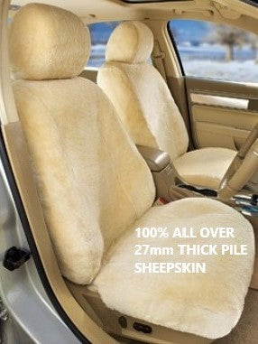 Sheepskin Seat Covers - Universal Size (27mm) - Black