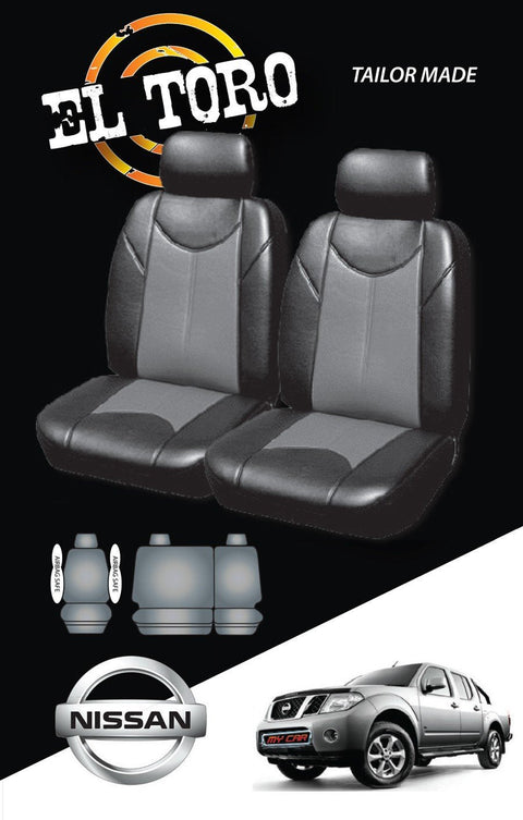 Leather Look Car Seat Covers For Nissan Navara D40 Dual Cab 2007-2020 | Black