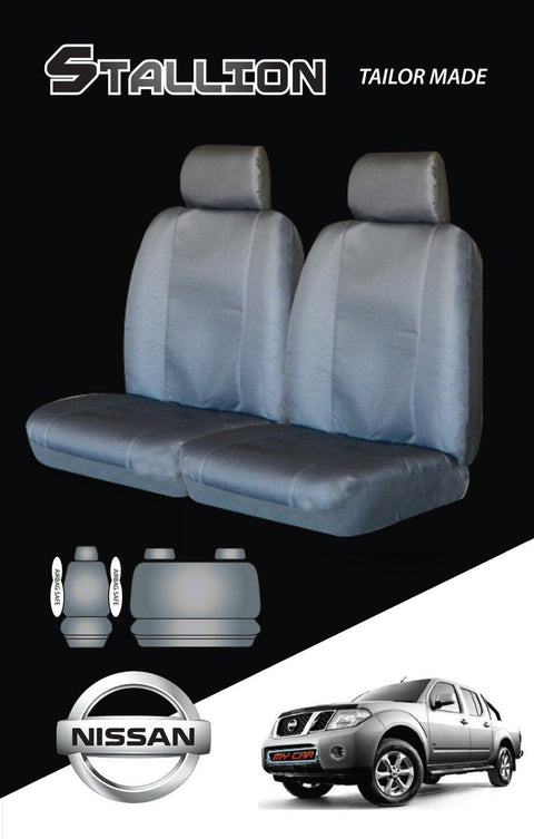 Canvas Seat Covers For Nissan Navara 12/2009-2020 D40 Dual-Cab Black