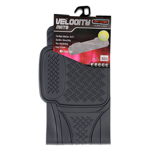 Velocity 1-Piece Grey Rubber Car Mat