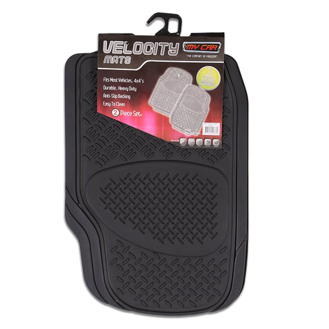 Velocity 2-Piece Black Rubber Car Mat