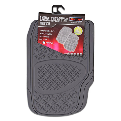 Velocity 2-Piece Grey Rubber Car Mat