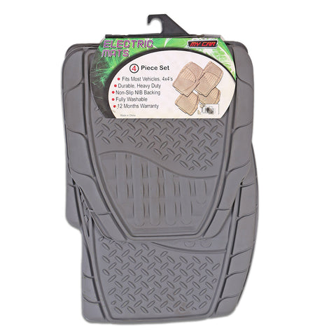 Electric 4-Piece Car Mat - Grey