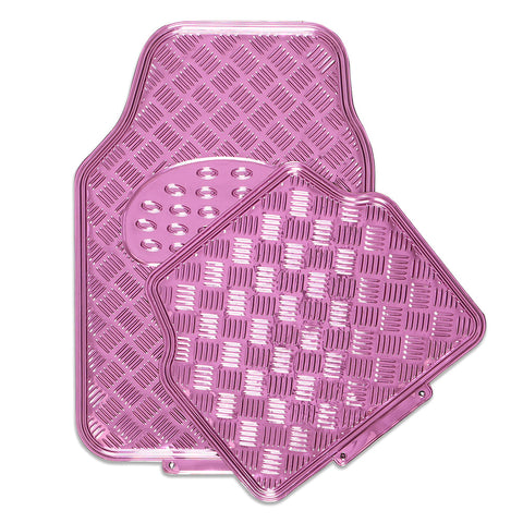 Venom 4-Piece Pink Rubber/Aluminium Look Car Mat