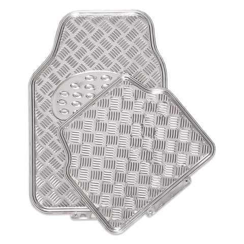 Venom 4-Piece Silver Rubber/Aluminium Look Car Mat