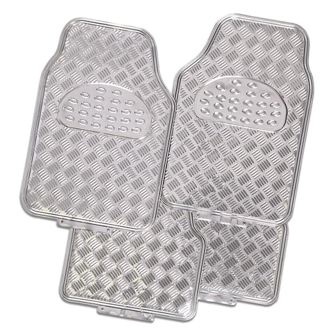 Venom 4-Piece Silver Rubber/Aluminium Look Car Mat
