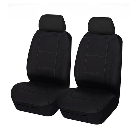 Universal Front Seat Covers Size 30/35 | Black/White Stitching