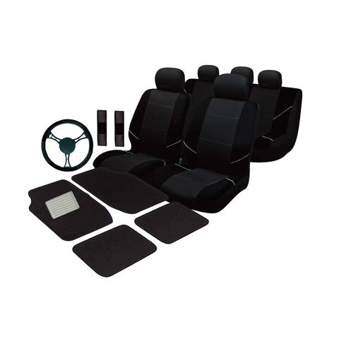 Universal Ultimate Car Accessories Value Pack - Black | Seat Cover Master