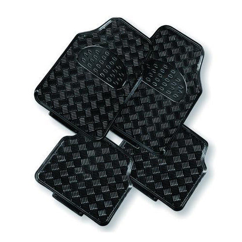 Venom 4-Piece Black Rubber/Aluminium Look Car Mat