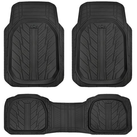 Tyre 3-Piece PVC Black Car Floor Mat Set