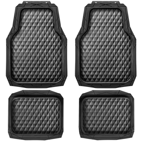 Diamond 4-Piece PVC Black Car Floor Mat Set