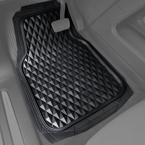 Diamond 4-Piece PVC Black Car Floor Mat Set