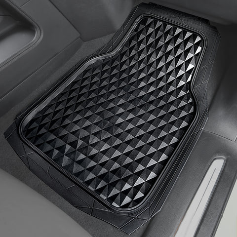 Diamond 4-Piece PVC Black Car Floor Mat Set