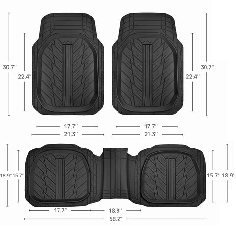 Tyre 3-Piece PVC Black Car Floor Mat Set