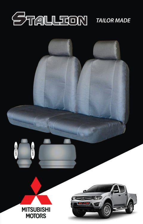 Canvas Seat Covers For Mitsubishi Triton 09/2009-10/2011 Dual-Cab Black