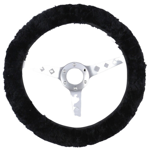 Sheepskin Steering Wheel Cover Luxury - Black