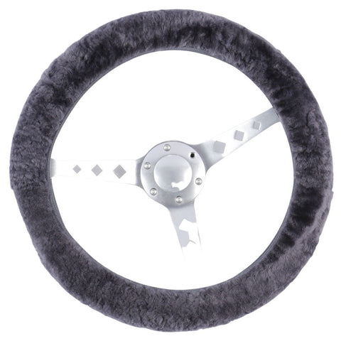 Sheepskin Steering Wheel Cover Luxury - Charcoal