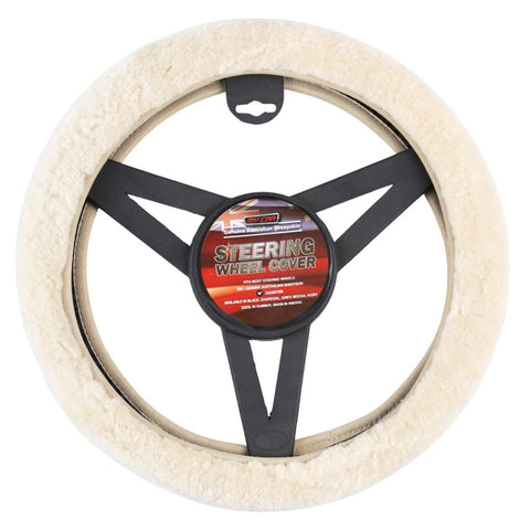 Sheepskin Steering Wheel Cover Luxury - Ivory