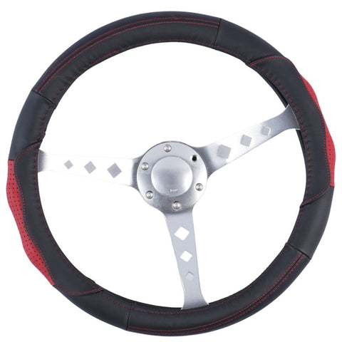 Nevada Steering Wheel Cover - Black/Red [Leather]
