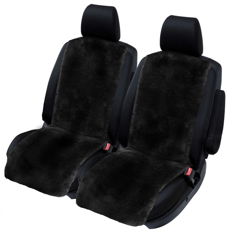 Sheepskin Seat Throwover Covers - Universal Size (20mm) - Black