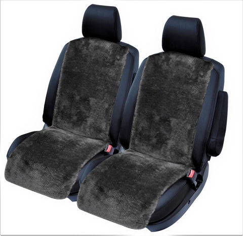 Sheepskin Seat Throwover Covers - Universal Size (20mm) - Charcoal