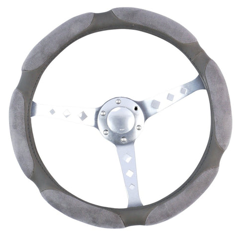 Arizona Steering Wheel Cover With Plush Suede Grips - Grey