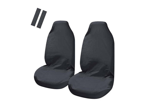Universal Pulse Throwover Front Seat Covers - Bonus Seat Belt Buddies | Black