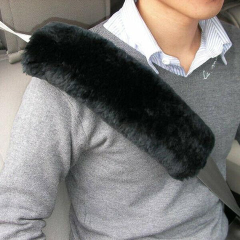 Single Sheepskin Seat Belt Pad 26cm - Charcoal